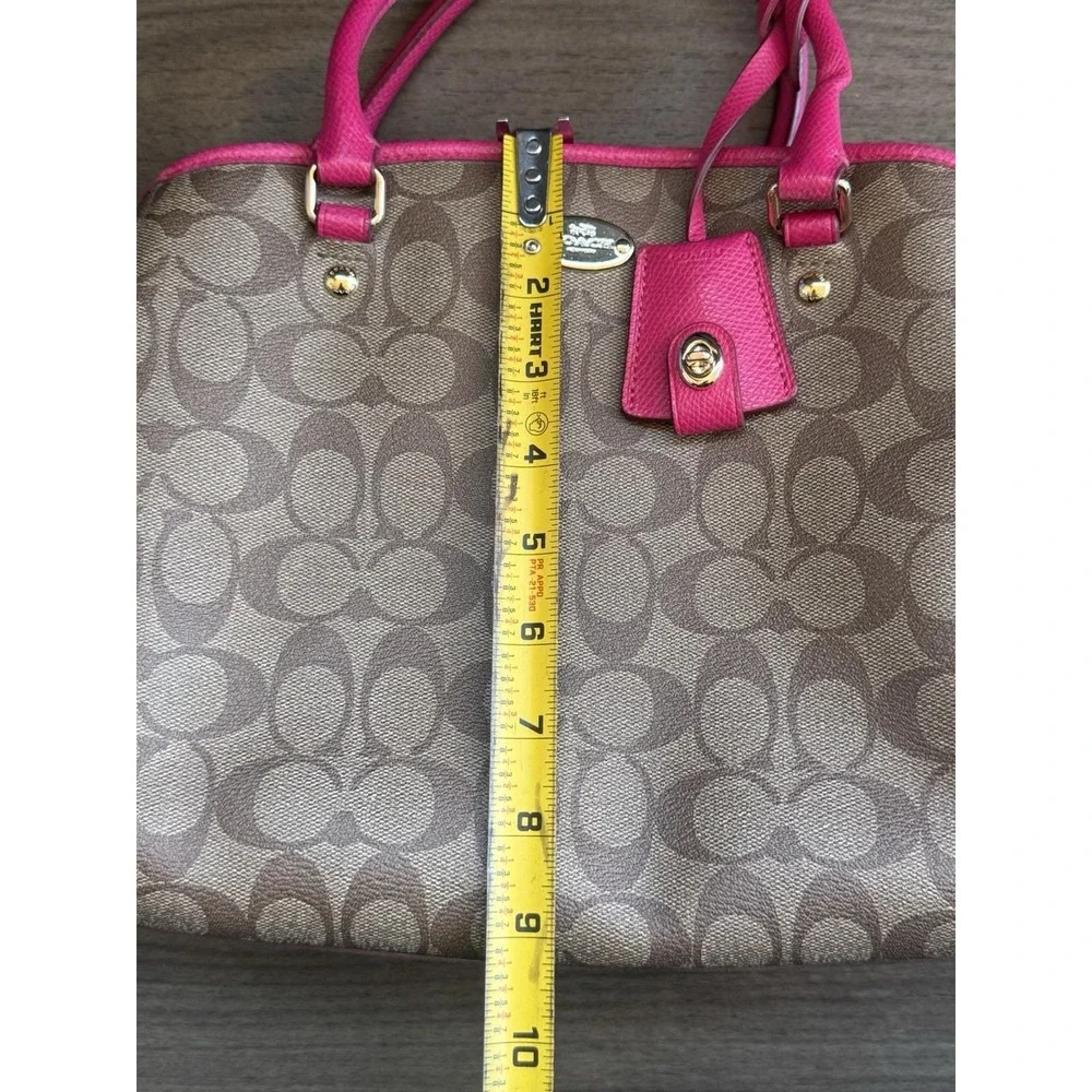 Authentic COACH Signature Shoulder Hand Bag Leather Brown Pink‎